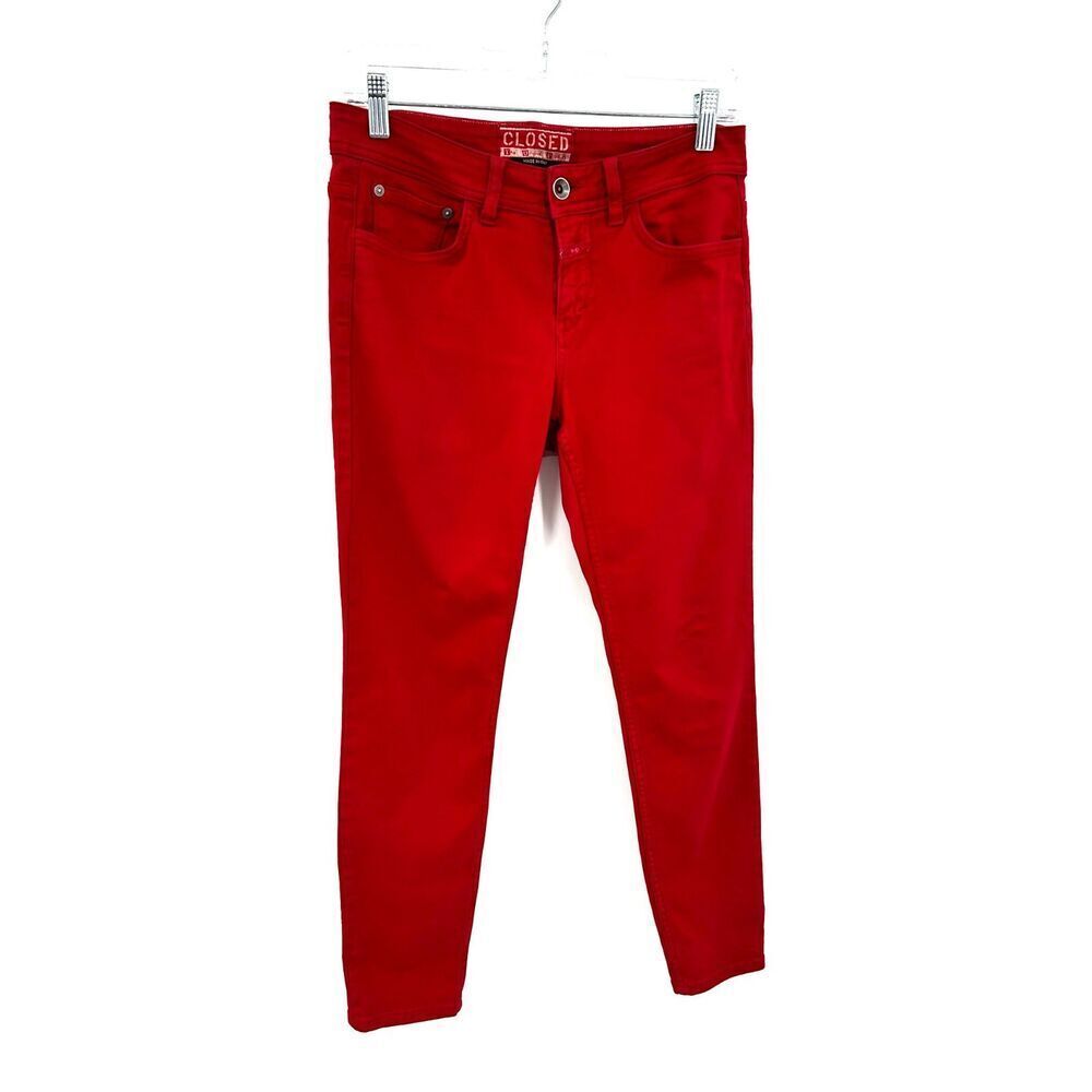 CLOSED Women's Red Organic Cotton Soft Denim High Rise Skinny Jeans Size 26